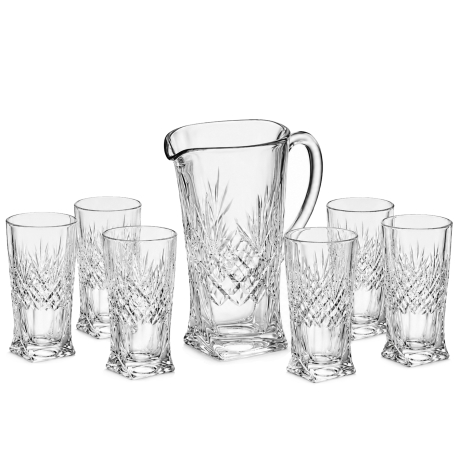 Przejdź do produktu Kryształowy zestaw do napojów Edith glass 7127 dzbanek + szklanki Ananas 6+1