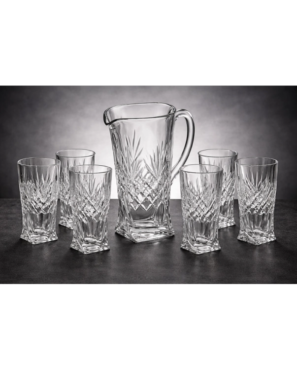 Kryształowy zestaw do napojów Edith glass 7127 dzbanek + szklanki Ananas 6+1