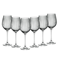 Kryształowe kieliszki do wina czerwonego 470ml Edith glass Grey szlif Vertical 6szt (7105)