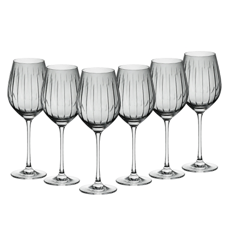 Przejdź do produktu Kryształowe kieliszki do wina czerwonego 470ml Edith glass Grey szlif Vertical 6szt (7105)