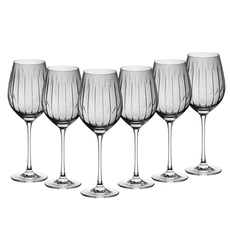 Kryształowe kieliszki do wina czerwonego 470ml Edith glass Grey szlif Vertical 6szt (7105)