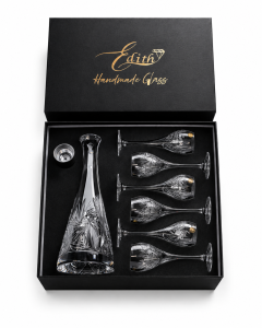 Kryształowy zestaw do likieru Edith glass 7132 karafka + kieliszki Młynek 6+1
