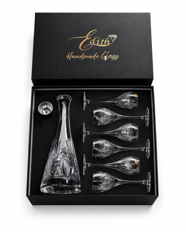 Kryształowy zestaw do likieru Edith glass 7132 karafka + kieliszki Młynek 6+1