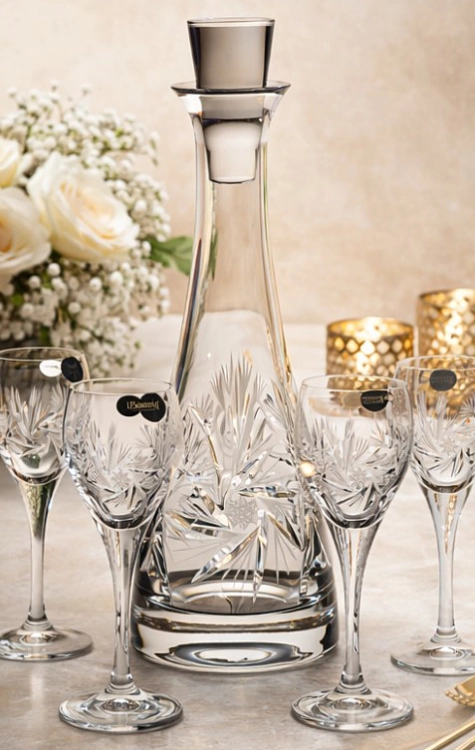 Kryształowy zestaw do likieru Edith glass 7132 karafka + kieliszki Młynek 6+1