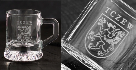 Przejdź do produktu Kieliszki do wódki Kufelki NISKIE z grawerem logo firmy | Glasmark 25/30ml  | 6 szt. 
