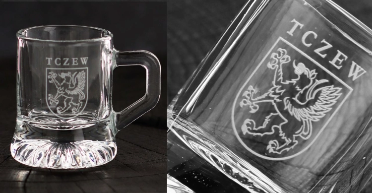 Kieliszki do wódki Kufelki NISKIE z grawerem logo firmy | Glasmark 25/30ml | 6 szt.