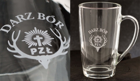 Przejdź do produktu Kubki z uchem do kawy herbaty z grawerem logo firmy | Glasmark ALEX 400ml | 6 szt.