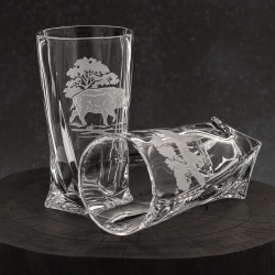 Szklanki kryształowe skręcane long drink Myśliwskie 350 ml (Quadro) | 6 szt.