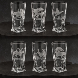 Szklanki kryształowe skręcane long drink Myśliwskie 350 ml (Quadro) | 6 szt.