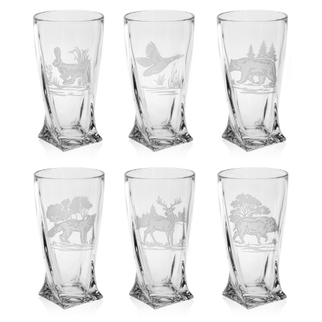Przejdź do produktu Szklanki kryształowe skręcane long drink Myśliwskie 350 ml (Quadro) | 6 szt.