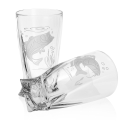 Szklanki kryształowe skręcane long drink Wędkarskie 350 ml (Quadro) | 6 szt.