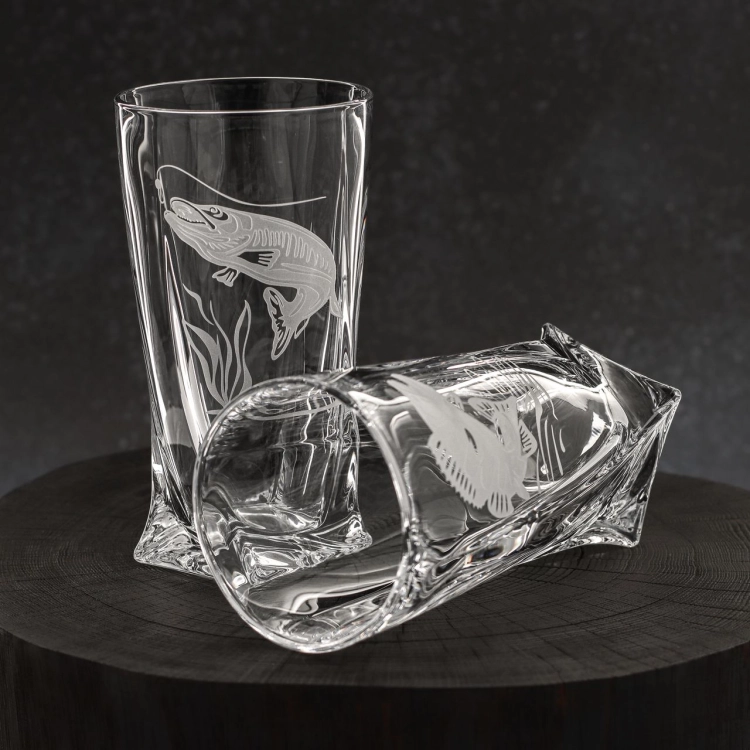 Szklanki kryształowe skręcane long drink Wędkarskie 350 ml (Quadro) | 6 szt.