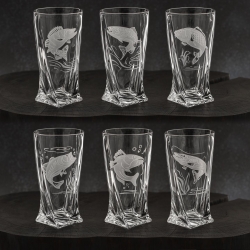 Szklanki kryształowe skręcane long drink Wędkarskie 350 ml (Quadro) | 6 szt.