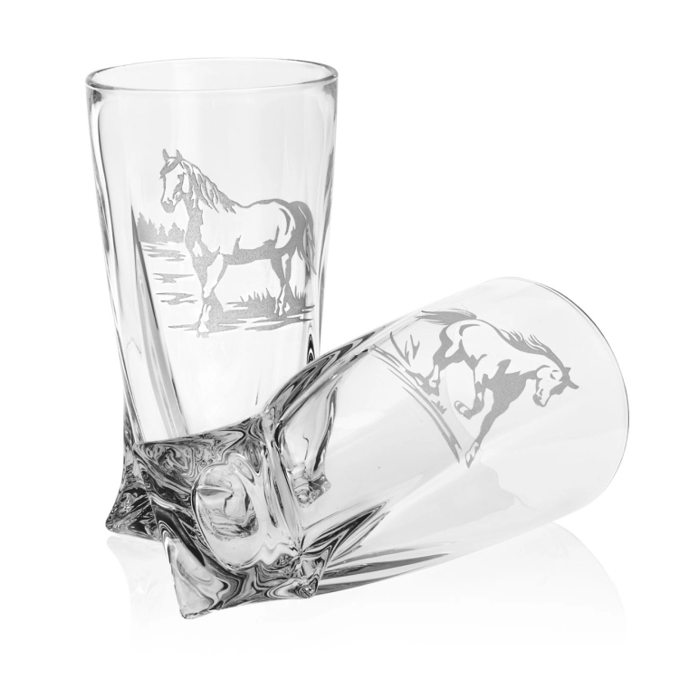 Szklanki kryształowe skręcane long drink Konie 350 ml (Quadro) | 6 szt.