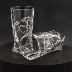 Szklanki kryształowe skręcane long drink Konie 350 ml (Quadro) | 6 szt.