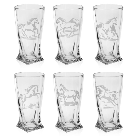 Przejdź do produktu Szklanki kryształowe skręcane long drink Konie 350 ml (Quadro) | 6 szt.