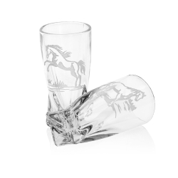 Kieliszki kryształowe skręcane do wódki Konie 50 ml (Quadro) | 6 szt.