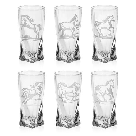 Przejdź do produktu Kieliszki kryształowe skręcane do wódki Konie 50 ml (Quadro) | 6 szt. 