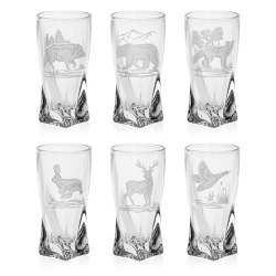 Kieliszki kryształowe skręcane do wódki Myśliwskie 50 ml (Quadro) | 6 szt.
