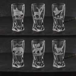 Kieliszki kryształowe skręcane do wódki Myśliwskie 50 ml (Quadro) | 6 szt.