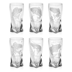 Kieliszki kryształowe skręcane do wódki Wędkarskie 50 ml (Quadro) | 6 szt.