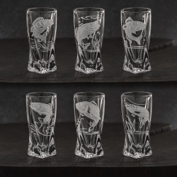 Kieliszki kryształowe skręcane do wódki Wędkarskie 50 ml (Quadro) | 6 szt.