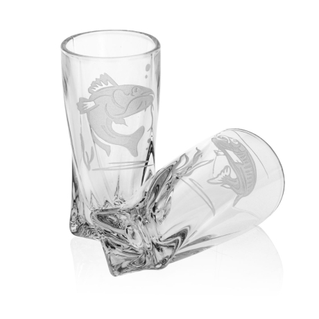 Przejdź do produktu Kieliszki kryształowe skręcane do wódki Wędkarskie 50 ml (Quadro) | 6 szt.
