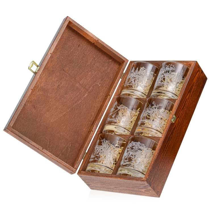 Szklanki do whisky Myśliwskie (NOVA) 350 ml | 6 szt. w skrzynce z GRAWEREM