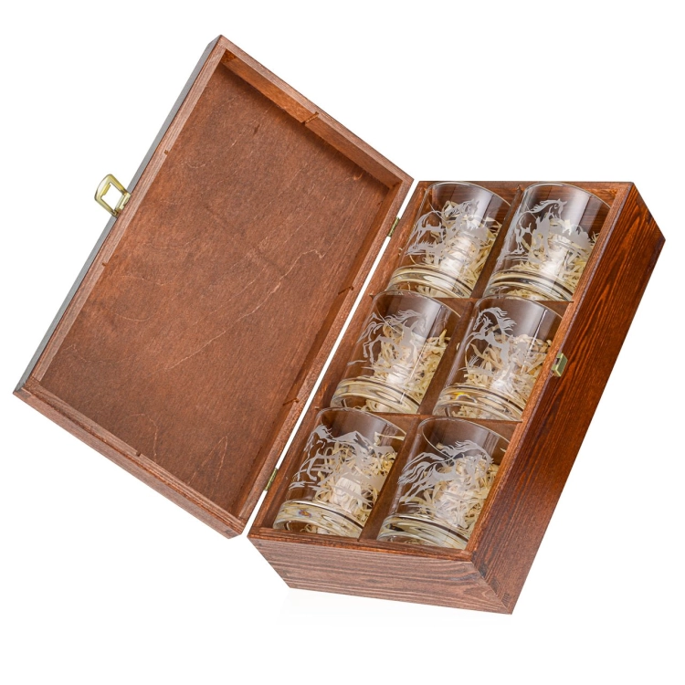 Szklanki do whisky Konie (NOVA) 350 ml | 6 szt. w skrzynce z GRAWEREM
