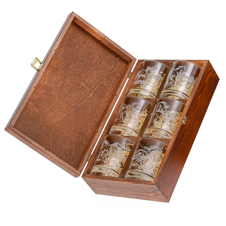 Szklanki do whisky Konie (NOVA) 350 ml | 6 szt. w skrzynce z GRAWEREM
