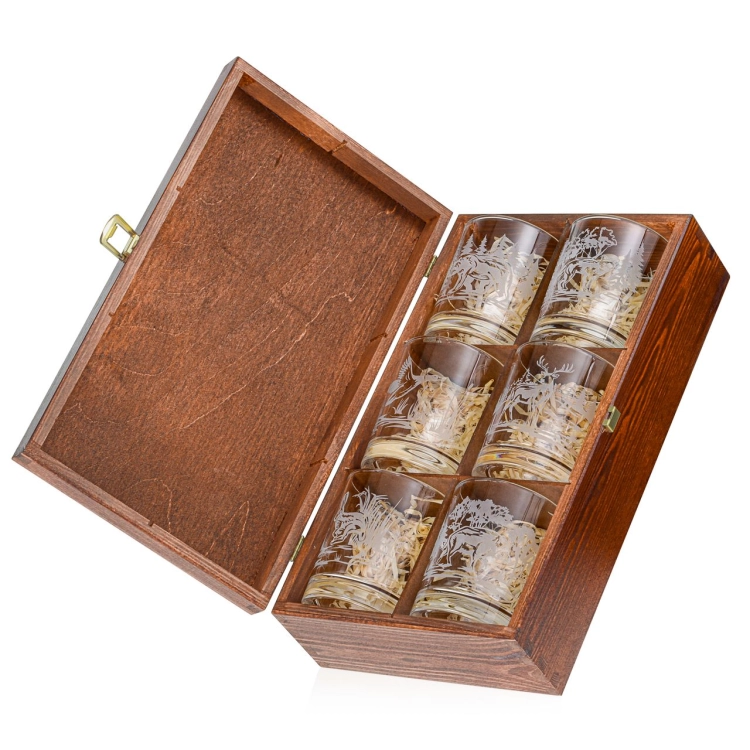 Szklanki do whisky Myśliwskie (NOVA) 350 ml | 6 szt. w skrzynce z GRAWEREM