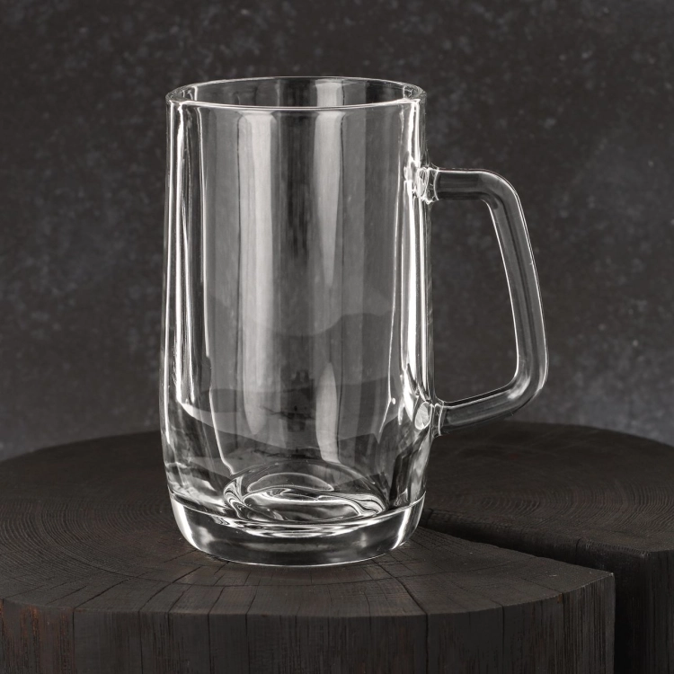 Solidny szklany CIĘŻKI kufel do piwa z uchem z rączką PRINCE | 500ml | 1 szt.