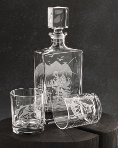 Zestaw do whisky 6+1 WĘDKARSKI karafka i szklanki w skrzynce (NOVA)