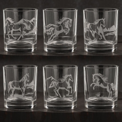 Zestaw do whisky 6+1 KONIE karafka i szklanki w skrzynce (NOVA)