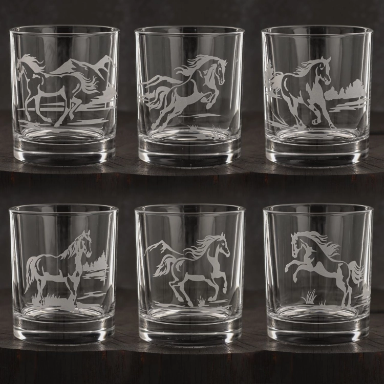 Zestaw do whisky 6+1 KONIE karafka i szklanki w skrzynce (NOVA)