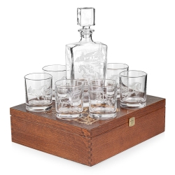 Zestaw do whisky 6+1 KONIE karafka i szklanki w skrzynce (NOVA)