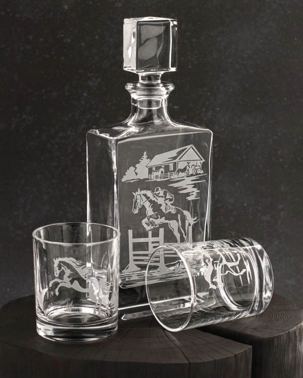 Zestaw do whisky 6+1 KONIE karafka i szklanki w skrzynce (NOVA)