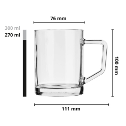 Szklanki z uchem kubki do kawy herbaty soku NICO 270 ml | 6 sztuk