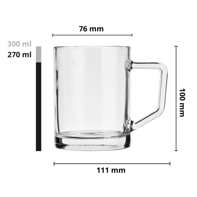 Szklanki z uchem kubki do kawy herbaty soku NICO 270 ml | 6 sztuk
