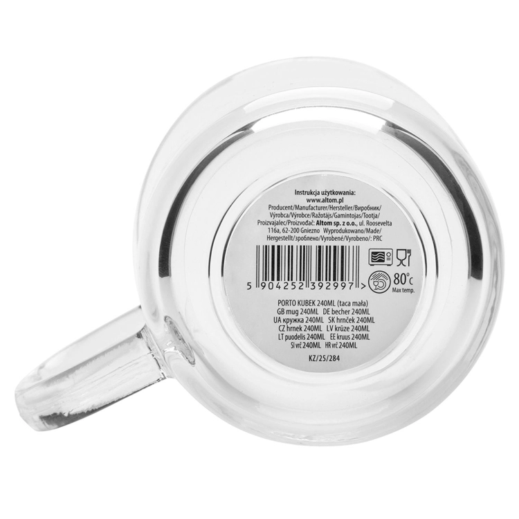 Szklanka z uchem kubek dla dzieci Altom PORTO 240 ml | 1 sztuka