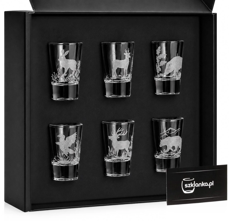 Kieliszki do wódki SHOT Myśliwskie (TG70114) 28 ml | 6 szt. w pudełku Szklanka.pl
