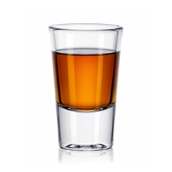 Kieliszki do wódki klasyczne SKOŚNE z grawerem logo firmy | Trend Glass ROY Shot 28ml | 6 szt.