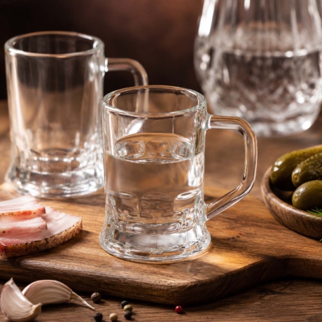 Przejdź do produktu Kieliszki z uszkiem do wódki likieru "KUFELKI" Qfelki 30/35ml 6szt WYSOKIE