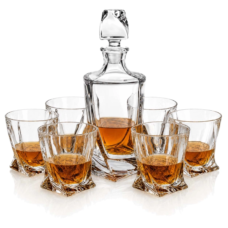 Kryształowy komplet do whisky Bohemia Quadro 6+1 (N)