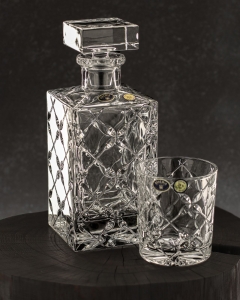 Ekskluzywny komplet do whisky Bohemia HEATHER 6+1 kryształowy w skrzynce z GRAWEREM
