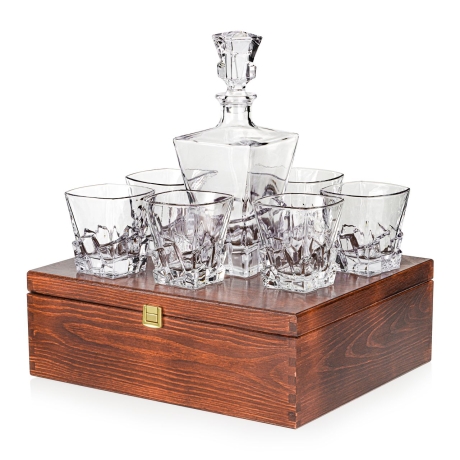 Przejdź do produktu Zestaw do whisky 6+1 ROYAL karafka + szklanki w skrzynce z GRAWEREM