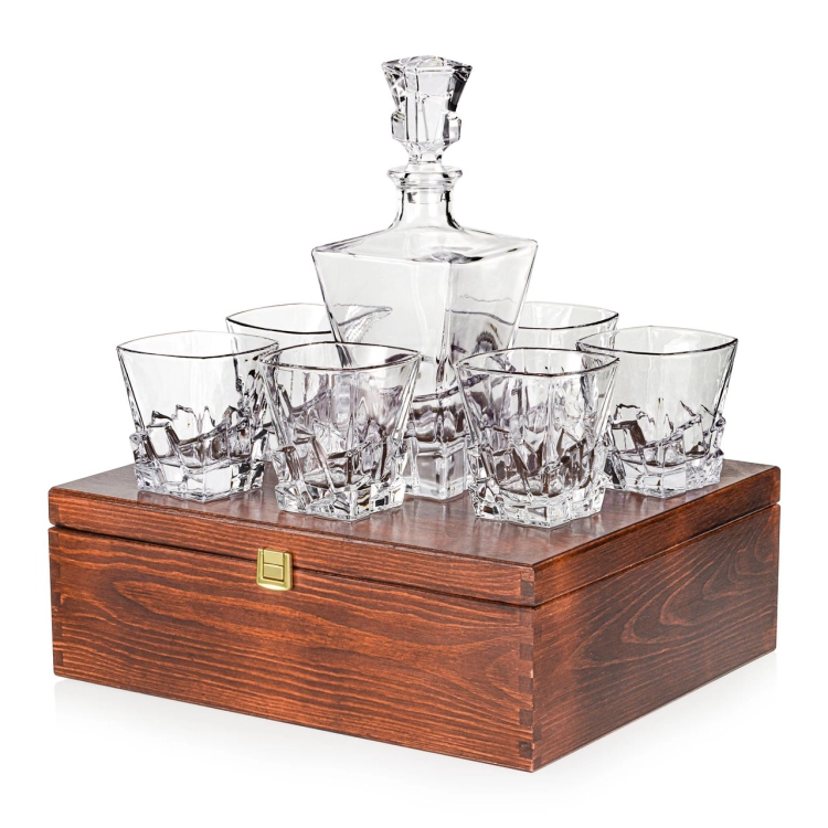 Zestaw do whisky 6+1 ROYAL karafka + szklanki w skrzynce z GRAWEREM