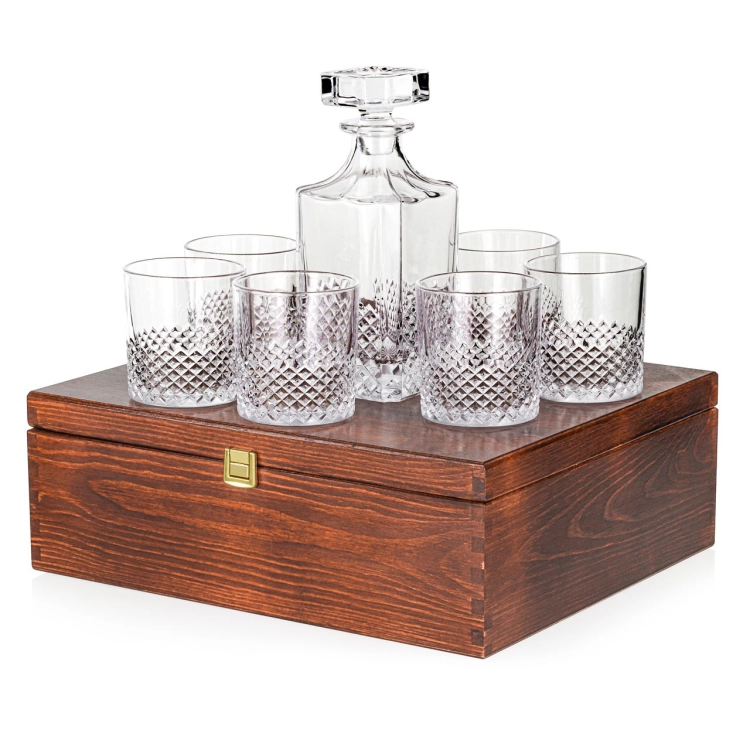 Zestaw do whisky 6+1 CRYSTAL karafka + szklanki w skrzynce z GRAWEREM