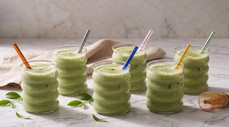 Szklanki typu "Bubble" ze słomkami do matchy napojów drinków Vialli Design VOLO 350ml | Kolorowe DNA | MIX | 12 el.