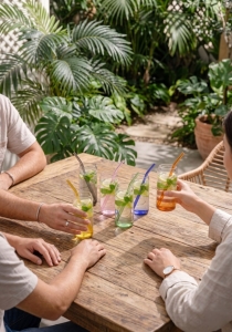 Szklanki typu Can Glass ze słomkami do napojów long drinków Vialli Design VIVO 500ml | Kolorowe DNA | MIX | 12 el.